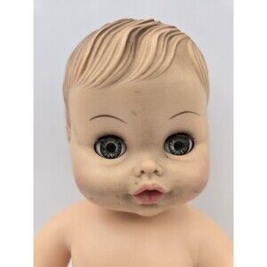 Vtg creepy Horseman doll molded hair hard head kissy face Vinyl Body Drink Wet